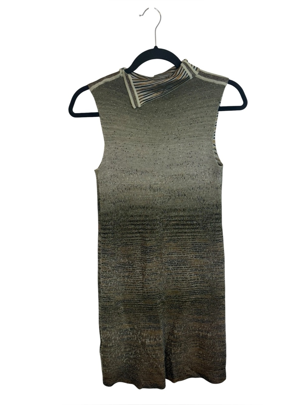 Missoni Sleeveless Metallic Gradient Knit Mock Turtleneck Wool Dress